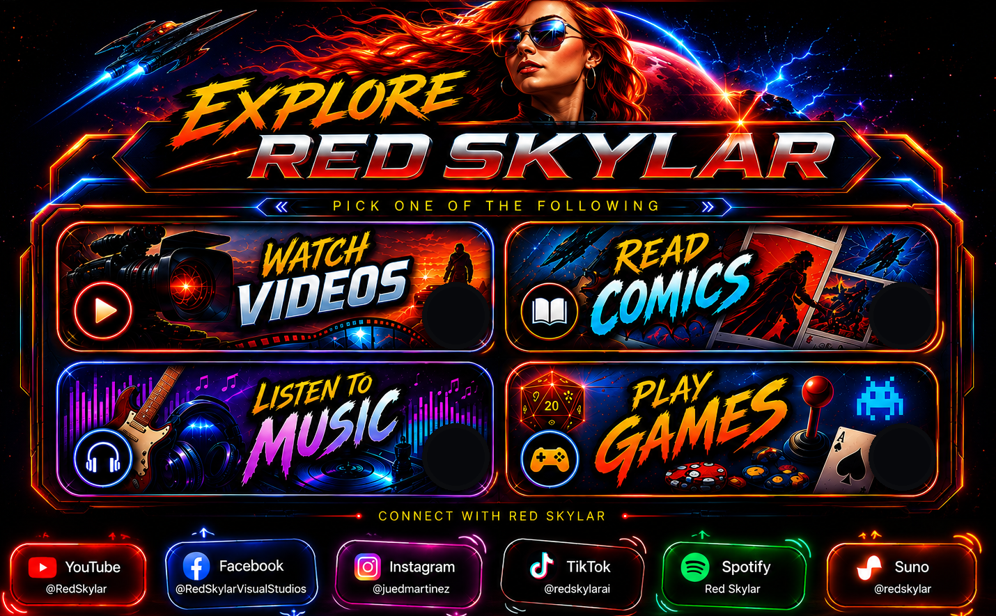 Explore Red Skylar. Watch videos, read comics, listen to music, or play games.