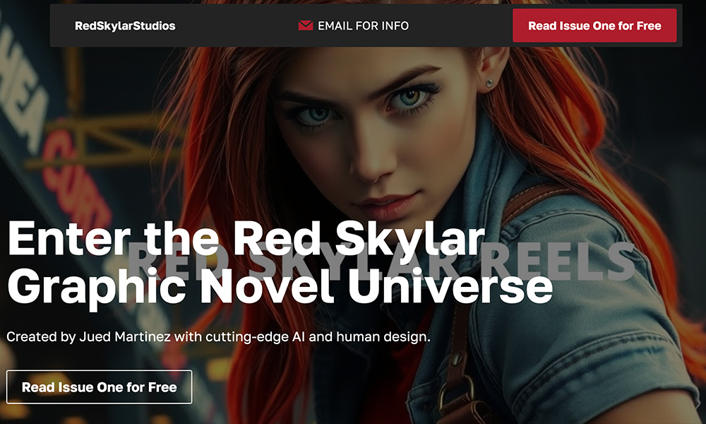 The first Red Skylar Studios website presenting the Red Skylar Graphic Novel Universe, dated June 25, 2025.