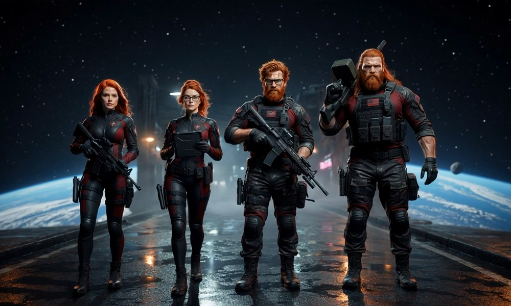 Red Skylar team in a cinematic monster-fighting video frame, dated May 26, 2026.